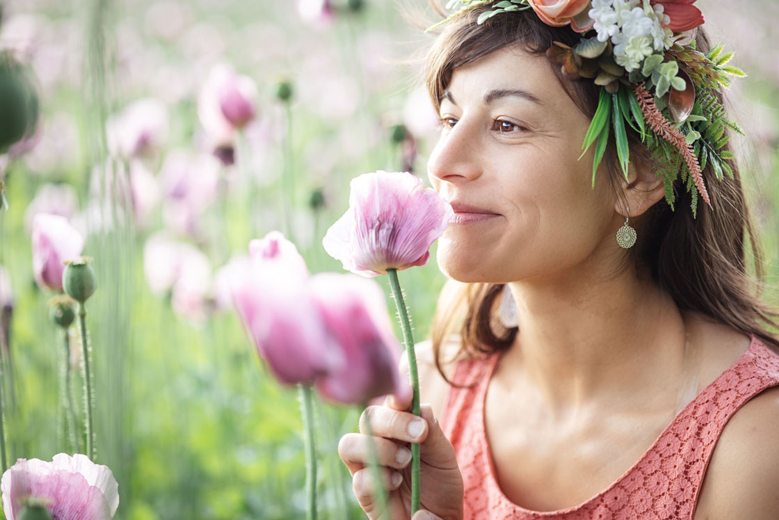 Mohnblumen riechen